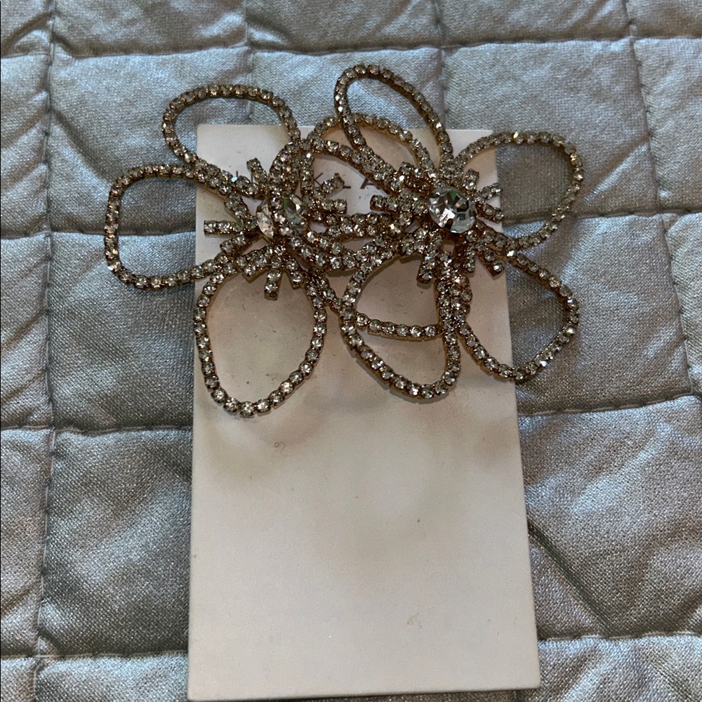 JLUXLABEL Sparkling Rhinestone Flower earrings